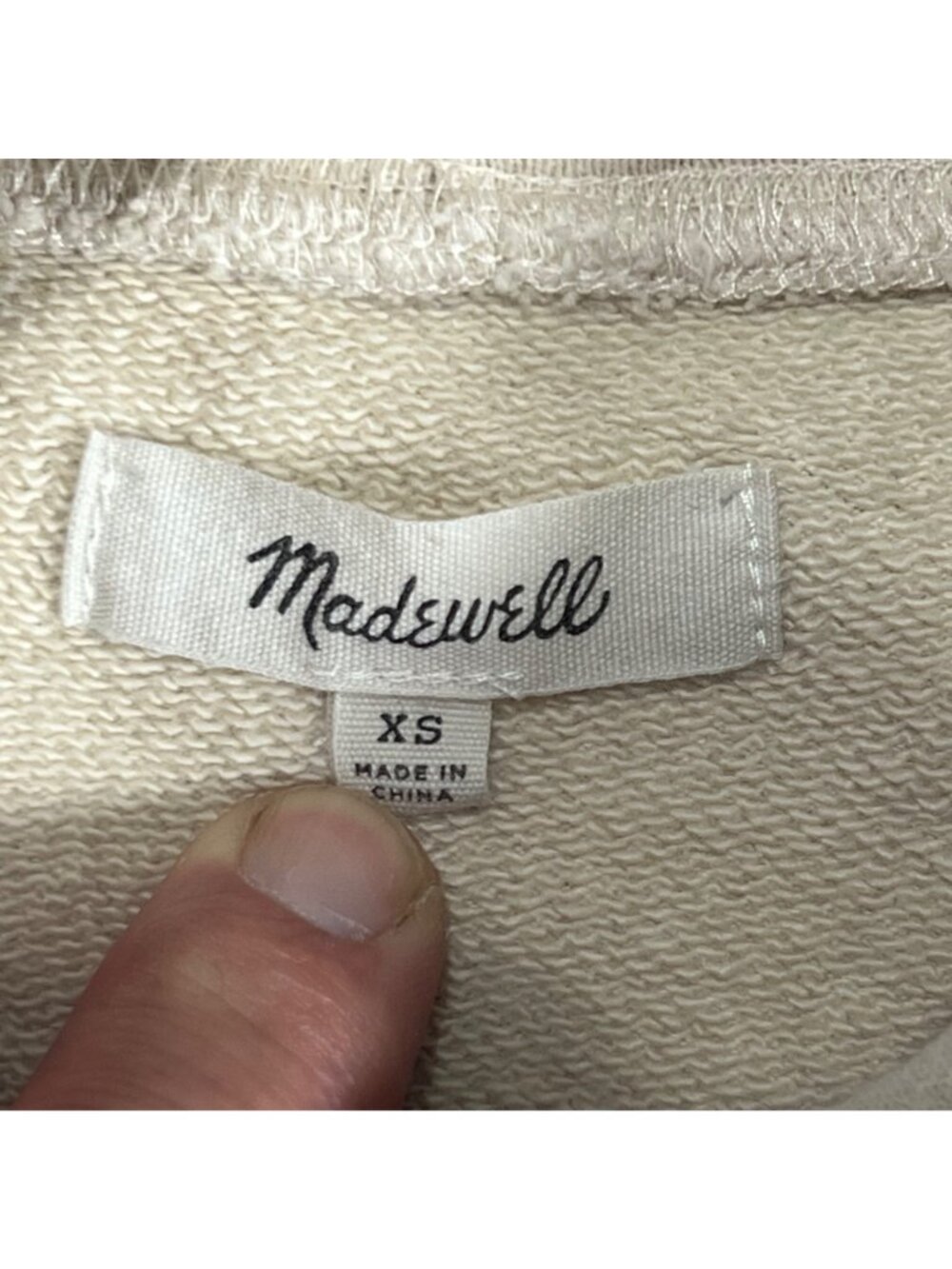 Madewell Arrowhead Lodge Embroidered Turtleneck Sweatshirt XS Cream Cotton Blend - Picture 5 of 5
